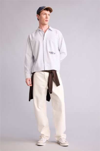 قميص ردن طويل بوكسي فيت مطبوع