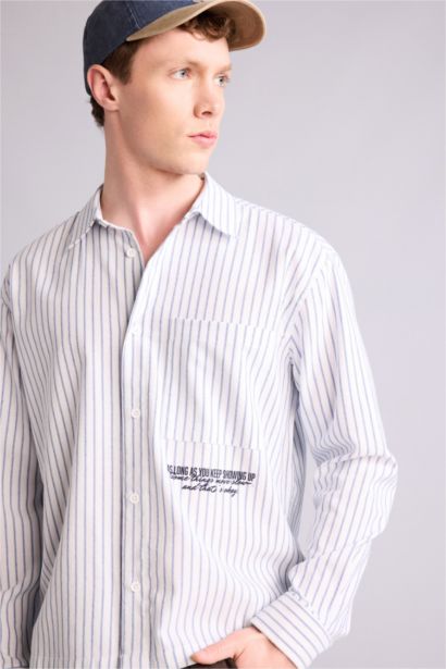 قميص ردن طويل بوكسي فيت مطبوع