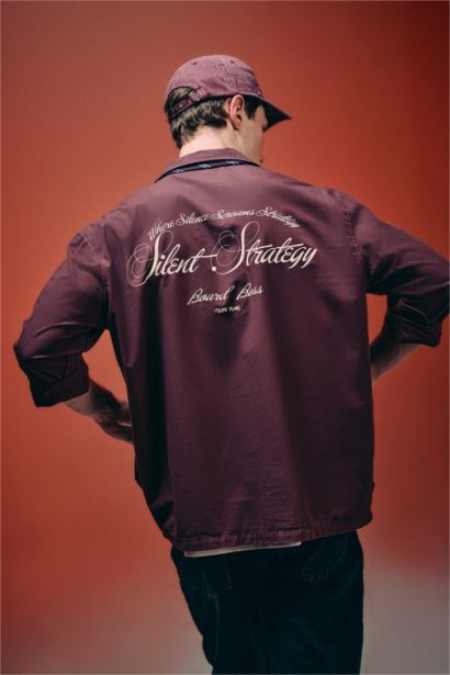 Boxy Fıt Baskılı Poplin Gömlek