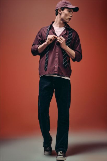 Boxy Fıt Baskılı Poplin Gömlek