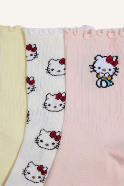 Kadın Hello Kitty  Fırfırlı 3'lü Pamuklu Uzun Çorap