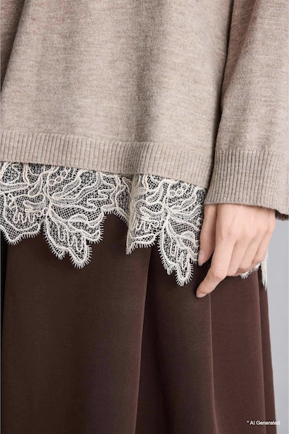Relaxed Fit Crew Neck Knit Pullover