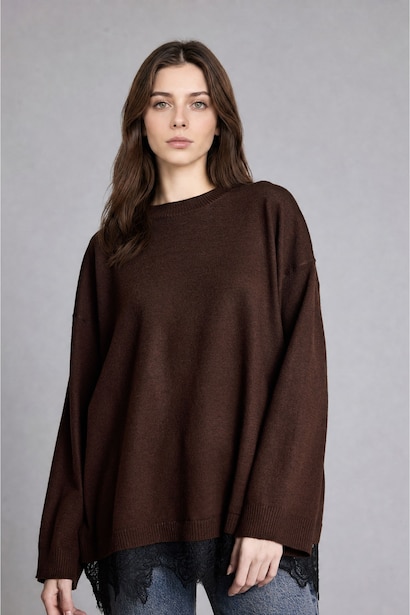 Pull en maille à col rond Coupe décontractée