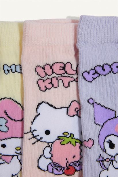 Hello Kitty Pamuklu 3'Lü Patik Çorap Kız Çocuk
