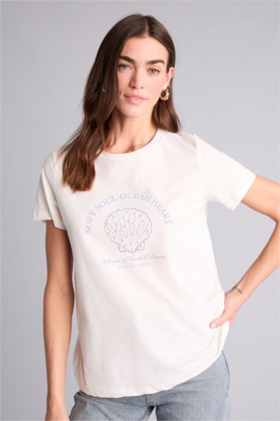 İşlemeli Kısa Kollu Tişört