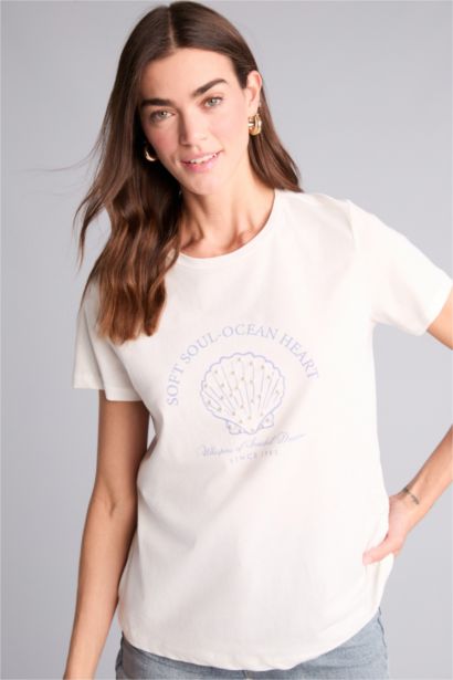 İşlemeli Kısa Kollu Tişört