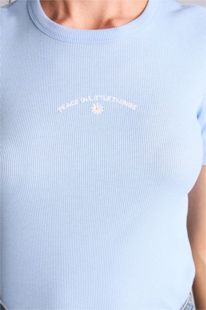 Slım Fıt Fitilli Kaşkorse Tişört