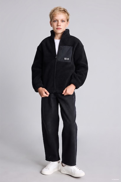 Dik Yaka Pelüş Sweatshirt Hırka Erkek Çocuk