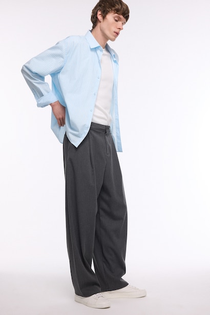 Barrel Fit Wide Leg Trousers