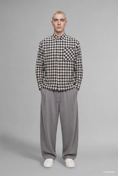 Barrel Fit Pleated Trousers