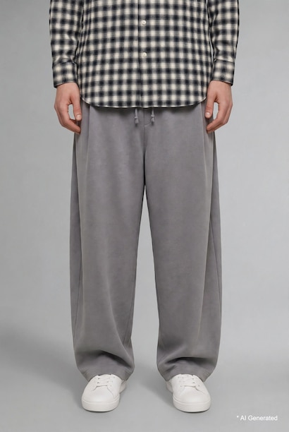Barrel Fit Pleated Trousers
