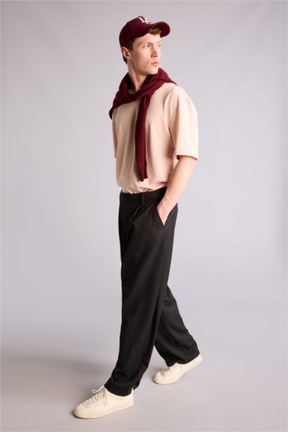 بنطلون قماش كلاسيكي برجل واسع