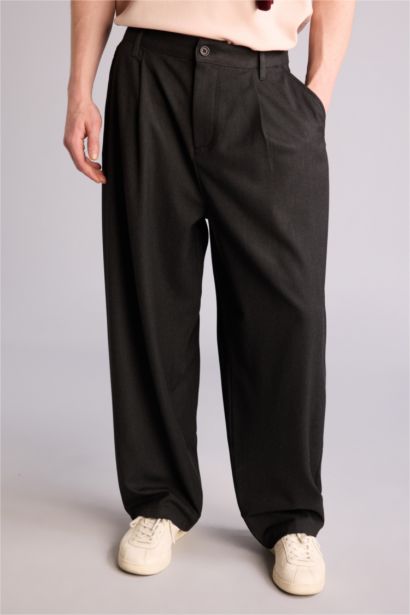 بنطلون قماش كلاسيكي برجل واسع
