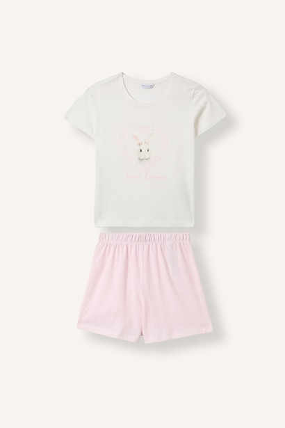 2'li Pijama Takımı Baskılı Şortlu Kız Çocuk