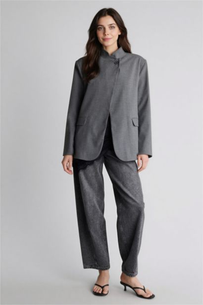 Regular Fıt Dik Yaka Blazer Ceket