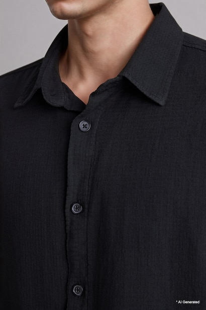 100% Cotton Regular Fit Shirt Collar Long Sleeve Shirt