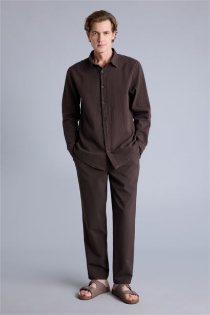 Regular Fıt Gömlek Yaka Uzun Kollu Gömlek