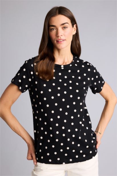 Puantiyeli Penye Tişört