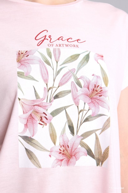 Crew Neck Flower Short Sleeve T-Shirt