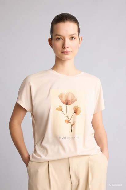 Regular Fit Crew Neck Floral Short Sleeve T-Shirt