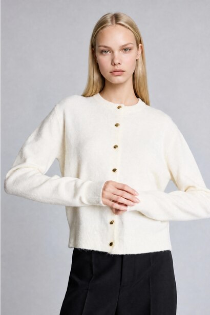 Regular Fit дөңгелек жағалы кардиган