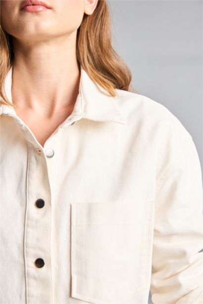 Regular Fıt Gömlek Yaka Gabardin Blazer Ceket