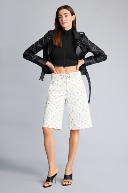 %100 Pamuk Normal Bel Gabardin Bermuda