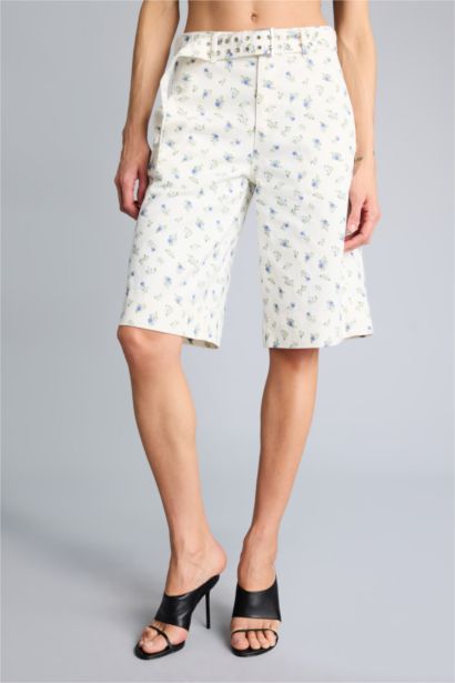 %100 Pamuk Normal Bel Gabardin Bermuda