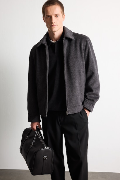 Zipper Polo Collar Puffer Jacket