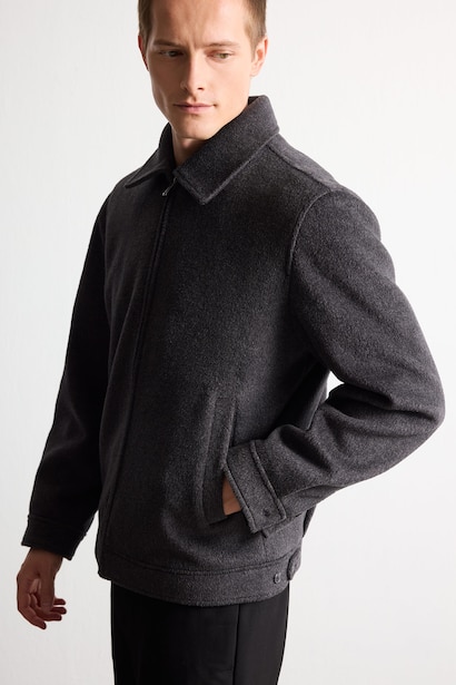 Zipper Polo Collar Puffer Jacket