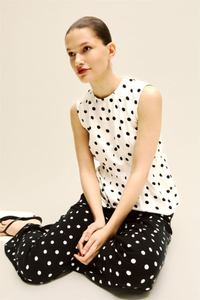 Fıtted Puantiyeli Belmando Bluz