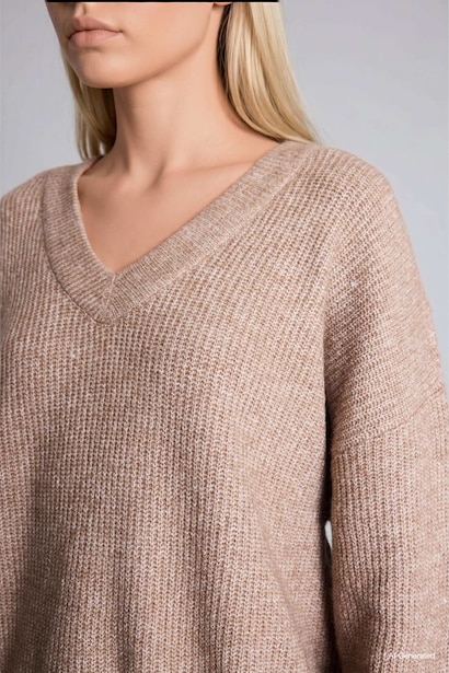 Pull en tissu selanik à col V Coupe oversize