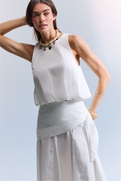 Blouse sans manches en popeline Afra x Defacto Coupe ballon