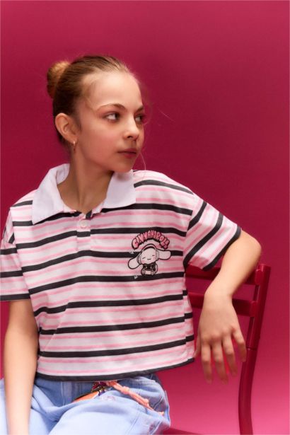 Cınnamoroll Çizgili Polo Tişört Kız Çocuk