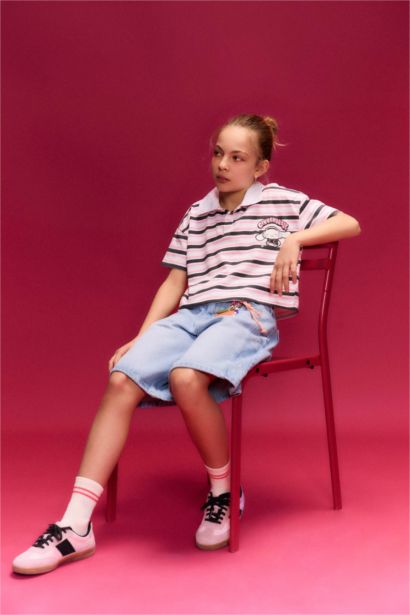 Cınnamoroll Çizgili Polo Tişört Kız Çocuk