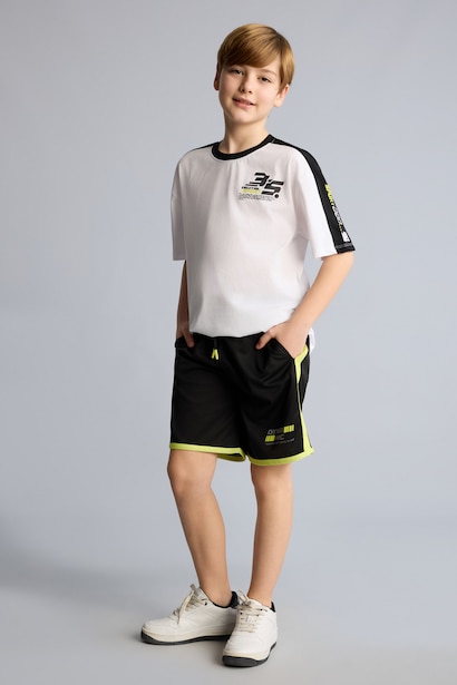 Boy Regular Fit Sports Print Tulle Shorts