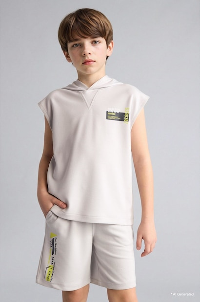 Boy Regular Fit modal Sleeveless Hoodie