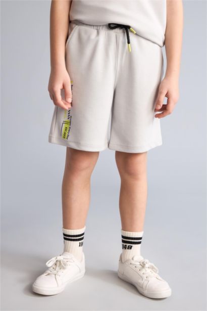 Oversıze Slogan Baskılı Modal Şort Erkek Çocuk