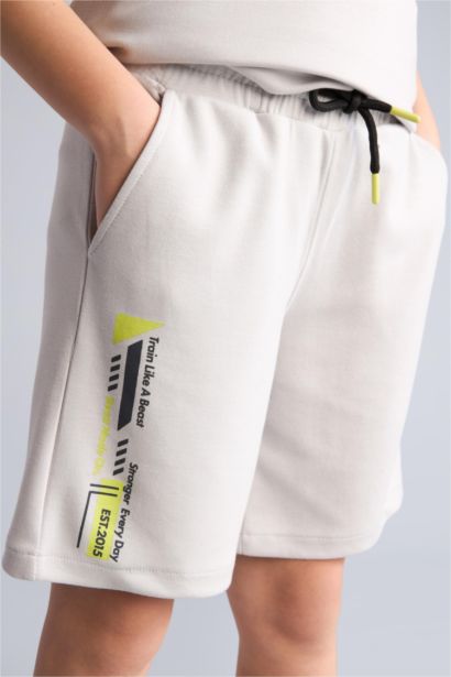 Oversıze Slogan Baskılı Modal Şort Erkek Çocuk