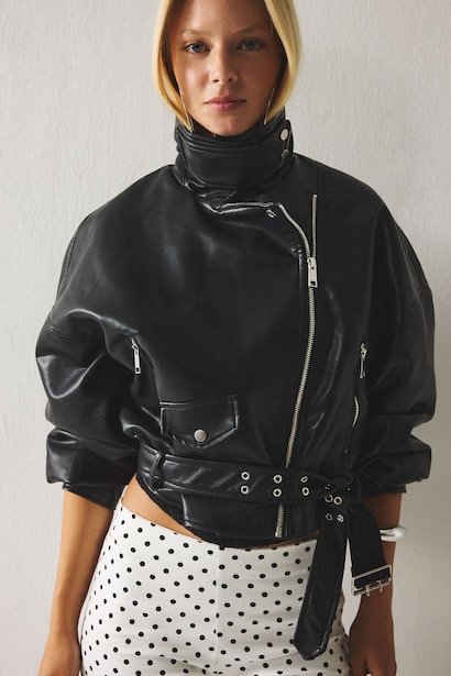 Oversize Fit Faux Leather Jacket