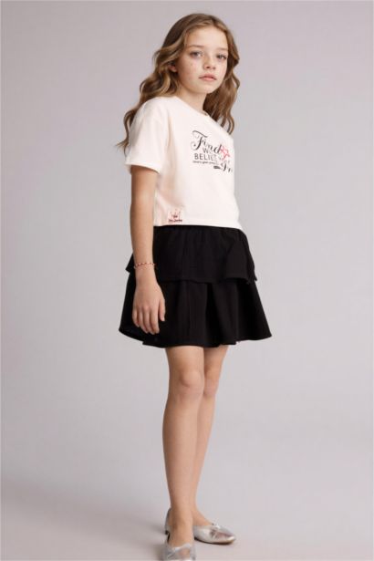 Baskılı Tişört Etek 2'li Takım Kız Çocuk