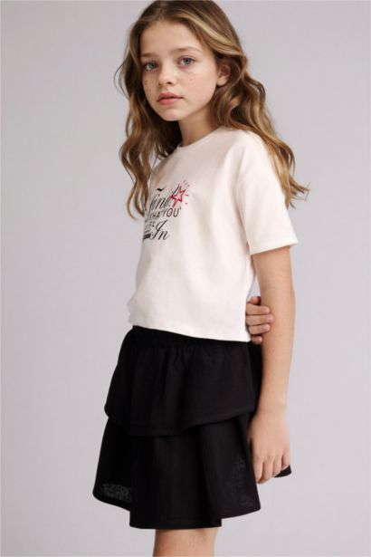 Baskılı Tişört Etek 2'li Takım Kız Çocuk