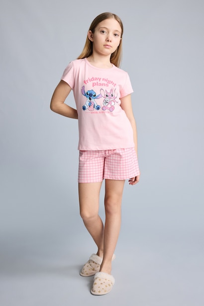 Girl 2 piece Regular Fit Lilo & Stitch Licensed Knitted Pyjamas