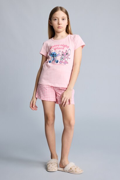 Girl 2 piece Regular Fit Lilo & Stitch Licensed Knitted Pyjamas