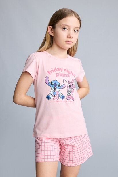 Girl 2 piece Regular Fit Lilo & Stitch Licensed Knitted Pyjamas