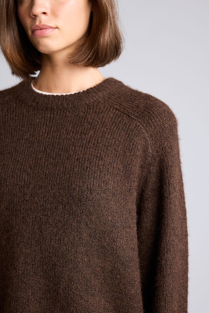 Oversize Bisiklet Yaka Yün Basic Kazak