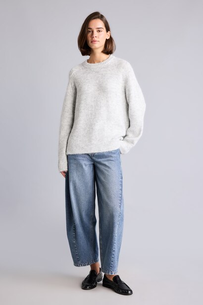 Oversize Bisiklet Yaka Yün Basic Kazak