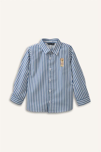 قميص ولادي بوبلين ردن طويل قصة عادية