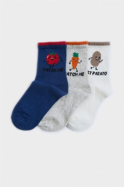3'lü Pamuklu Uzun Çorap Erkek Çocuk