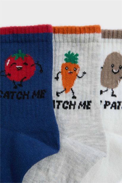 3'lü Pamuklu Uzun Çorap Erkek Çocuk
